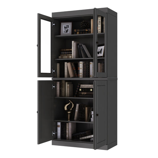 Bibliothèque 100 % bois massif à 6 étagères avec portes en option par Palace Imports