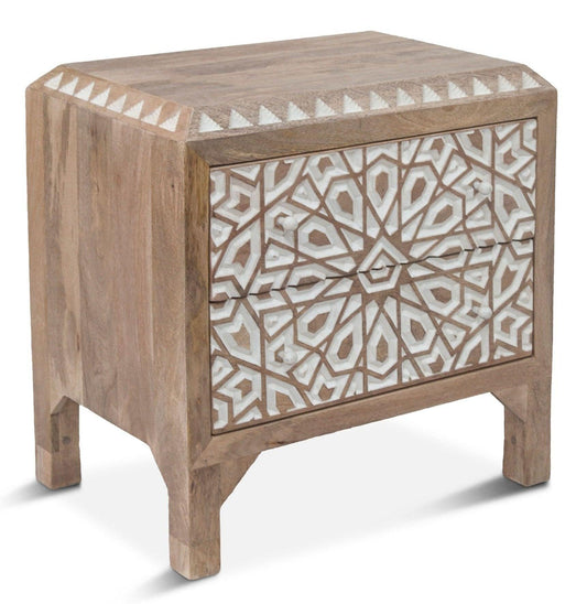Table de chevet blanche naturelle Indy Boho