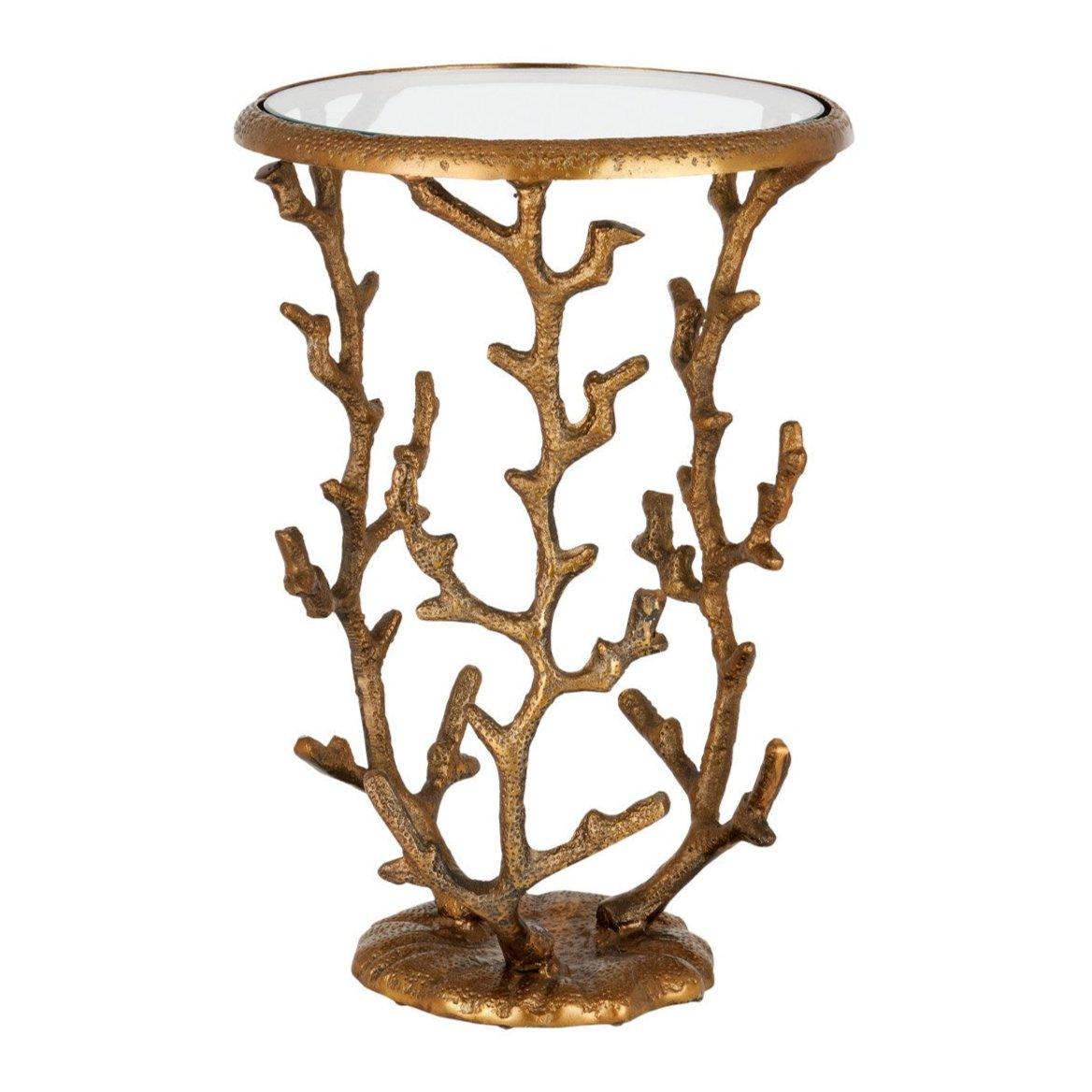 Table d'appoint en laiton et corail