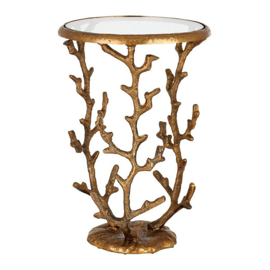 Table d'appoint en laiton et corail