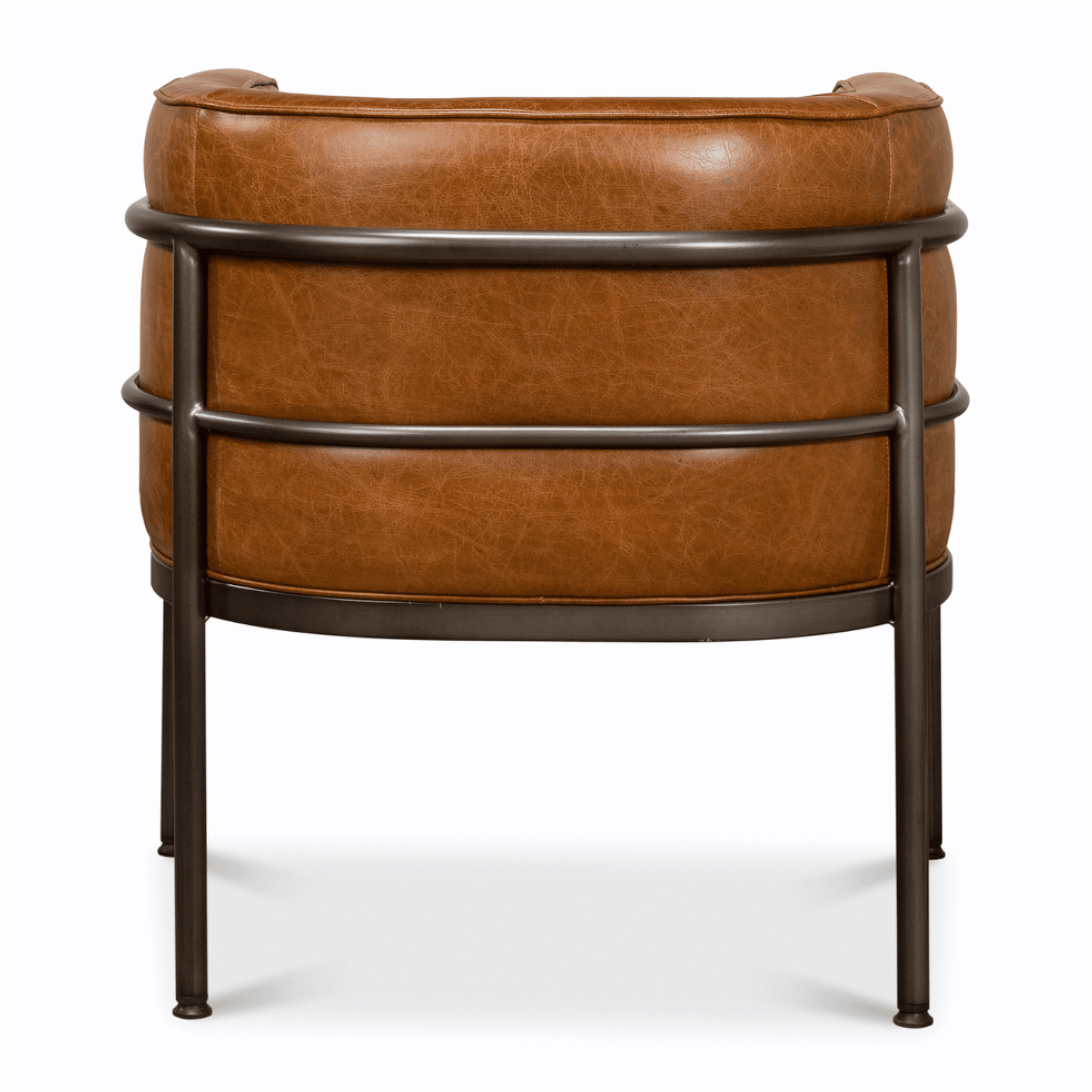 Fauteuil d'appoint industriel en cuir marron
