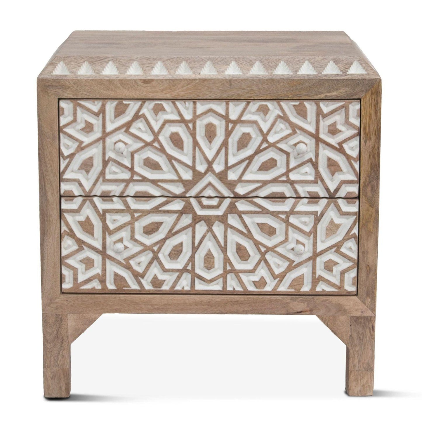Table de chevet blanche naturelle Indy Boho