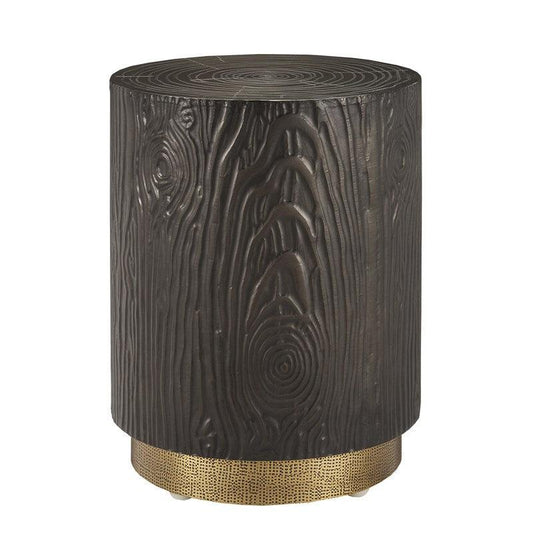 Table d'appoint moderne en métal à grain de bois