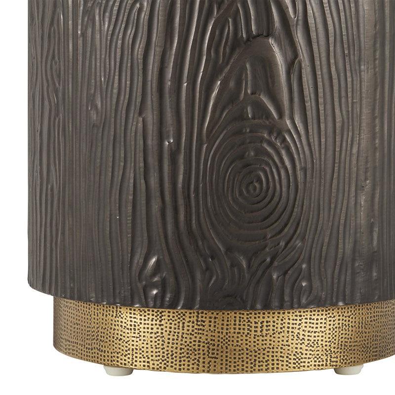 Table d'appoint moderne en métal à grain de bois