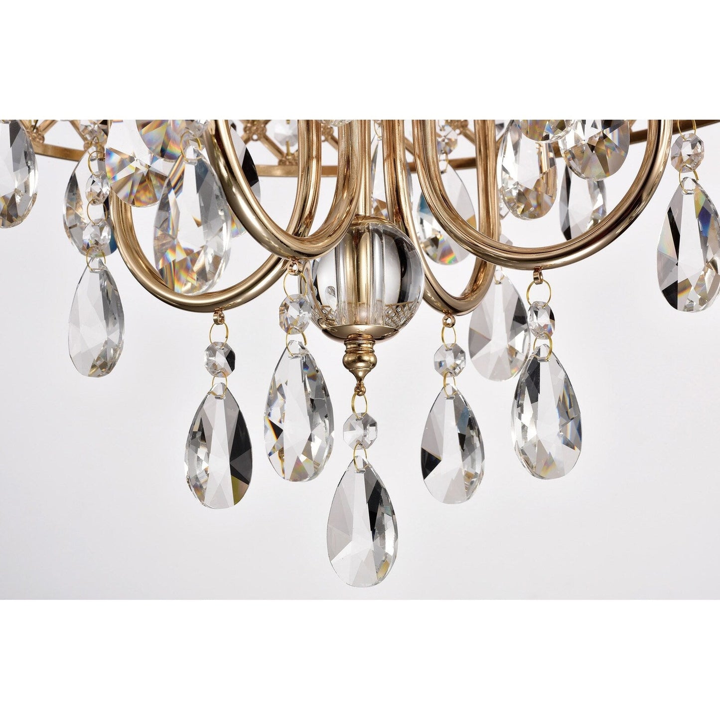 Lustre tambour à perles rondes avec cristaux suspendus