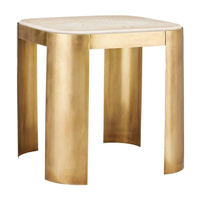 Table d'appoint Golden Glam avec plateau en travertin