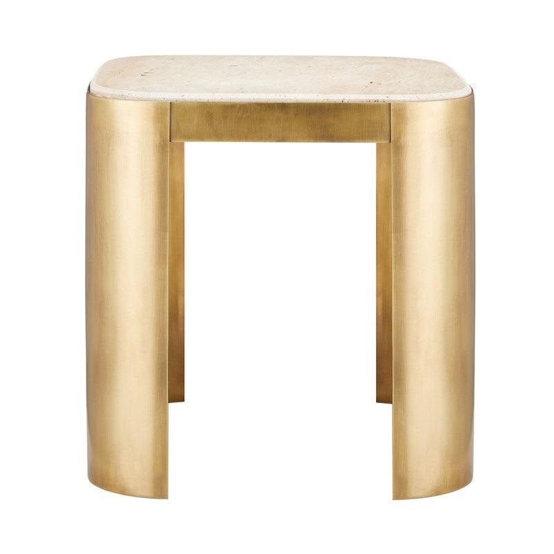 Table d'appoint Golden Glam avec plateau en travertin