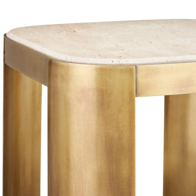 Table d'appoint Golden Glam avec plateau en travertin
