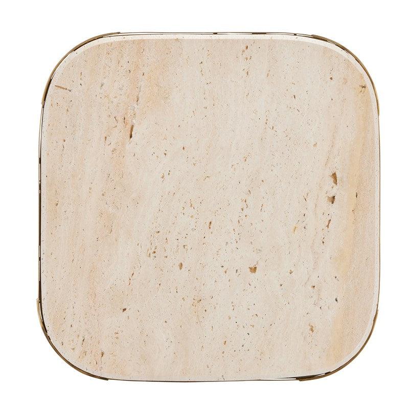 Table d'appoint Golden Glam avec plateau en travertin