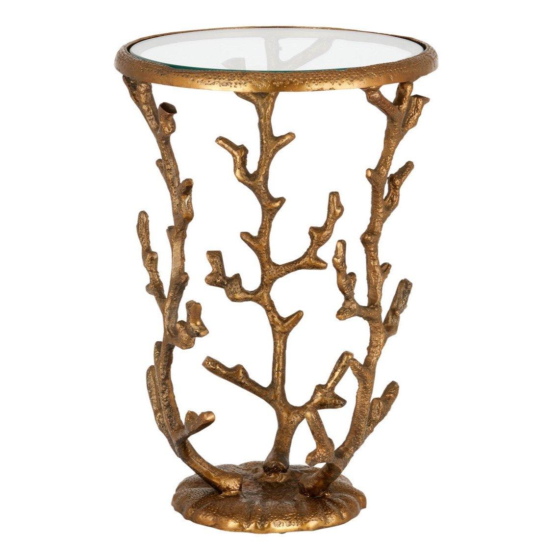Table d'appoint en laiton et corail