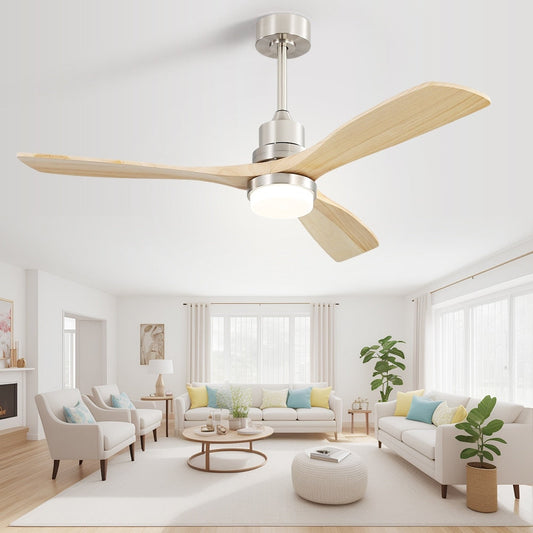 Ventilateur de plafond d'intérieur en bois Sofucor 52 avec télécommande et éclairage intégré en option