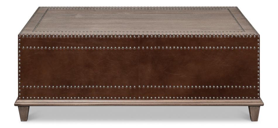 Table basse espagnole recouverte de cuir
