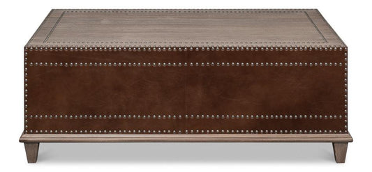 Table basse espagnole recouverte de cuir