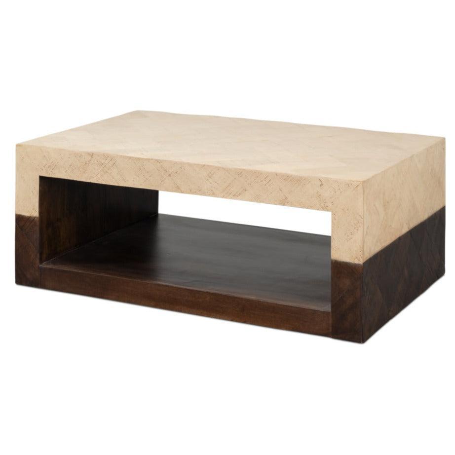 Table basse moderne en bois de couleur bicolore