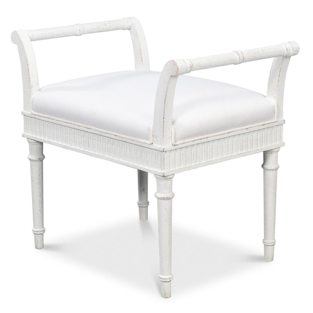 Banc blanc de style shabby chic