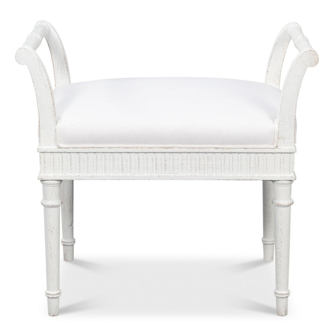 Banc blanc de style shabby chic