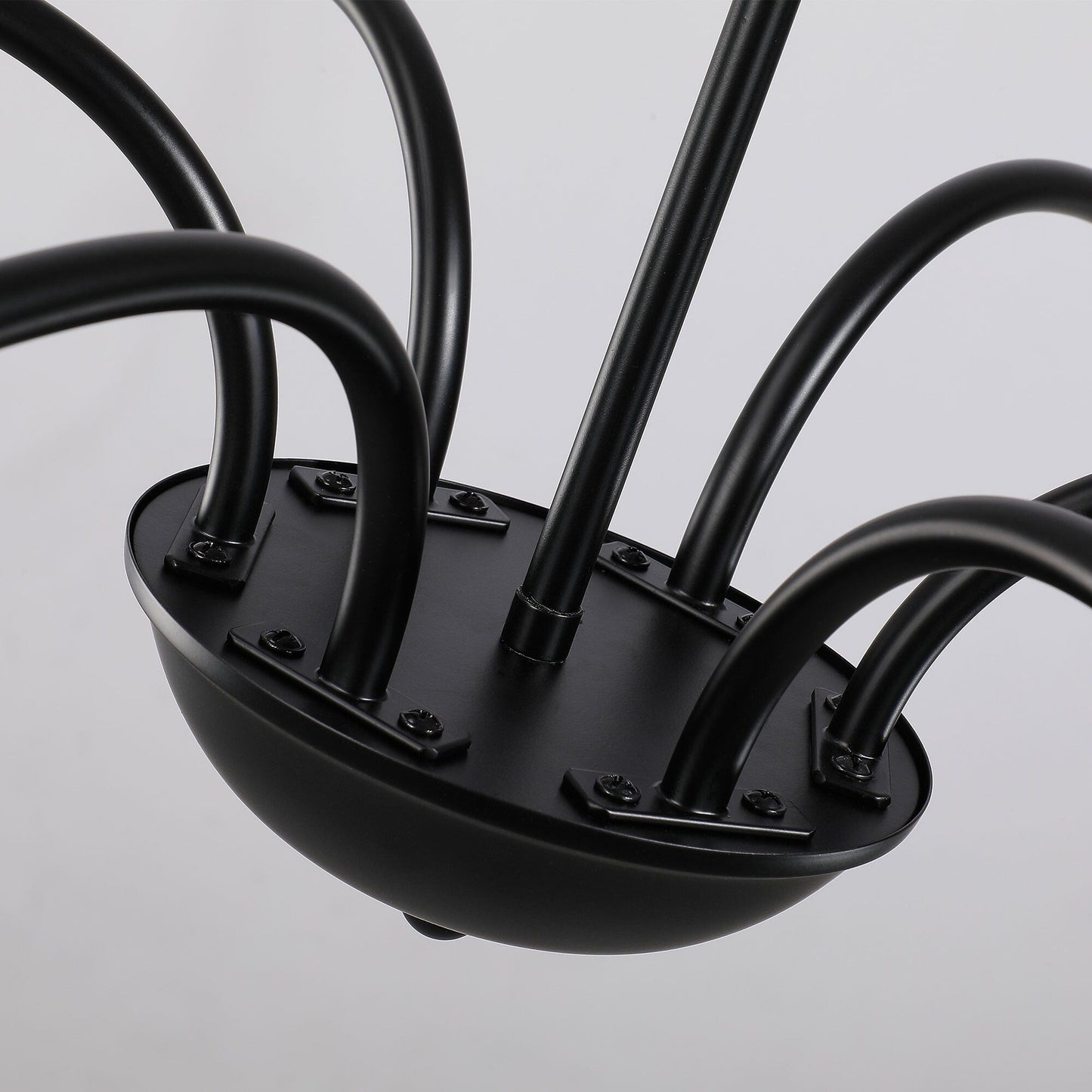 Lustre minimaliste à 6 lumières de 64 pouces, noir mat, or et chrome - N/A