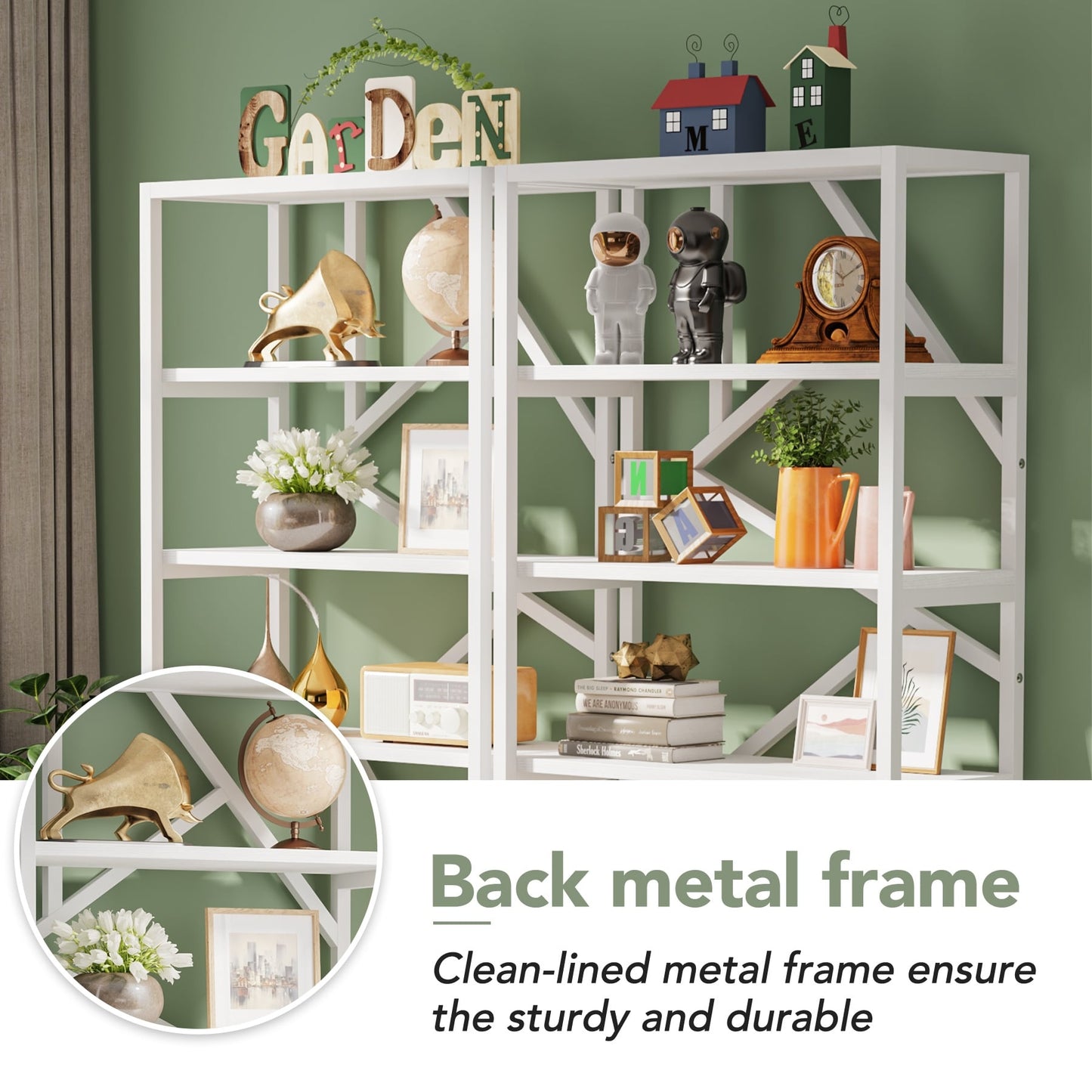 Bibliothèque industrielle 71, étagère à 6 niveaux en bois brun rustique, étagères à livres ouvertes