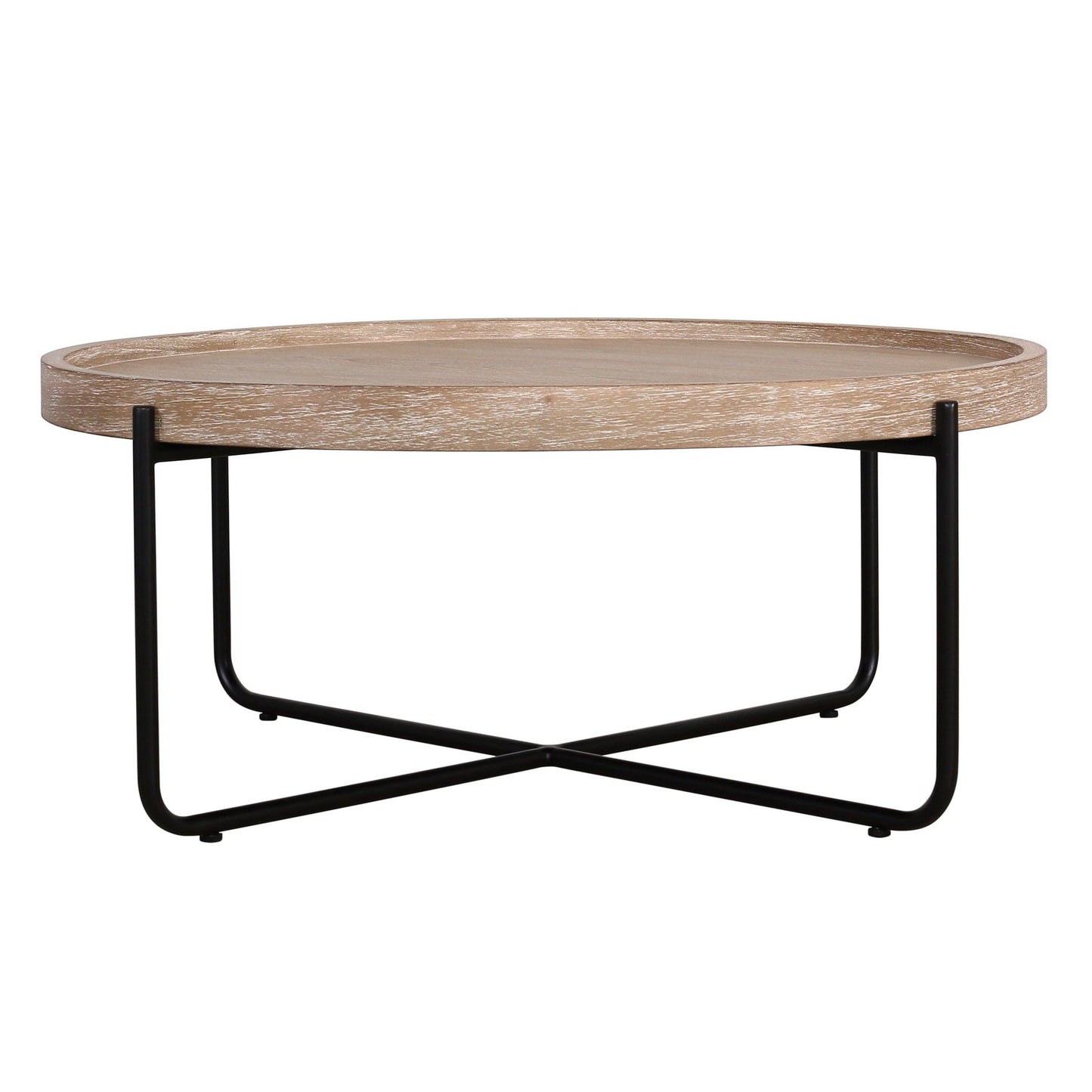 Table basse ronde en bois naturel et fer