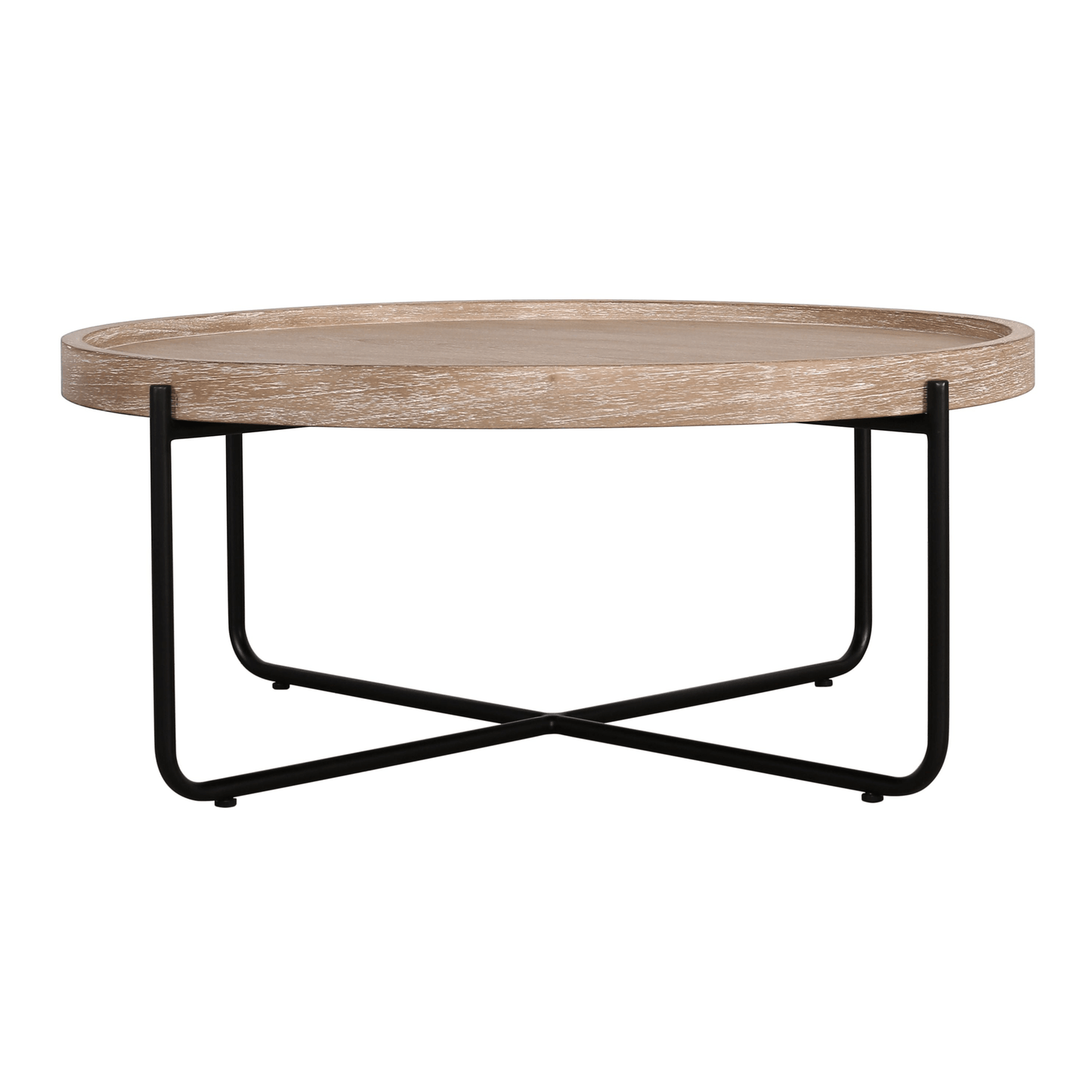 Table basse ronde en bois naturel et fer