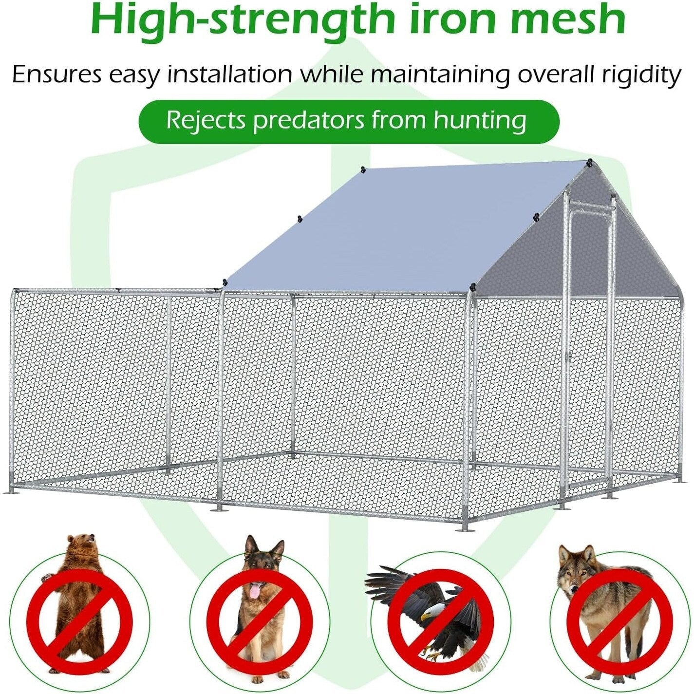 AECOJOY Grand poulailler en métal avec cage à poulets en métal
