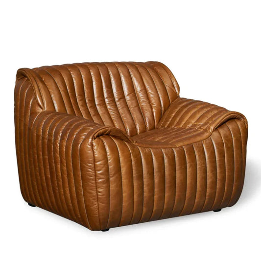 Fauteuil d'appoint vertical en cuir marron antique
