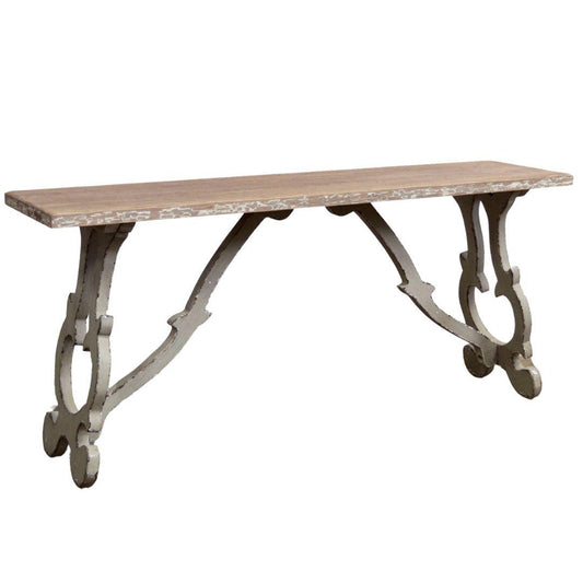 Table console rustique en bois à tréteaux