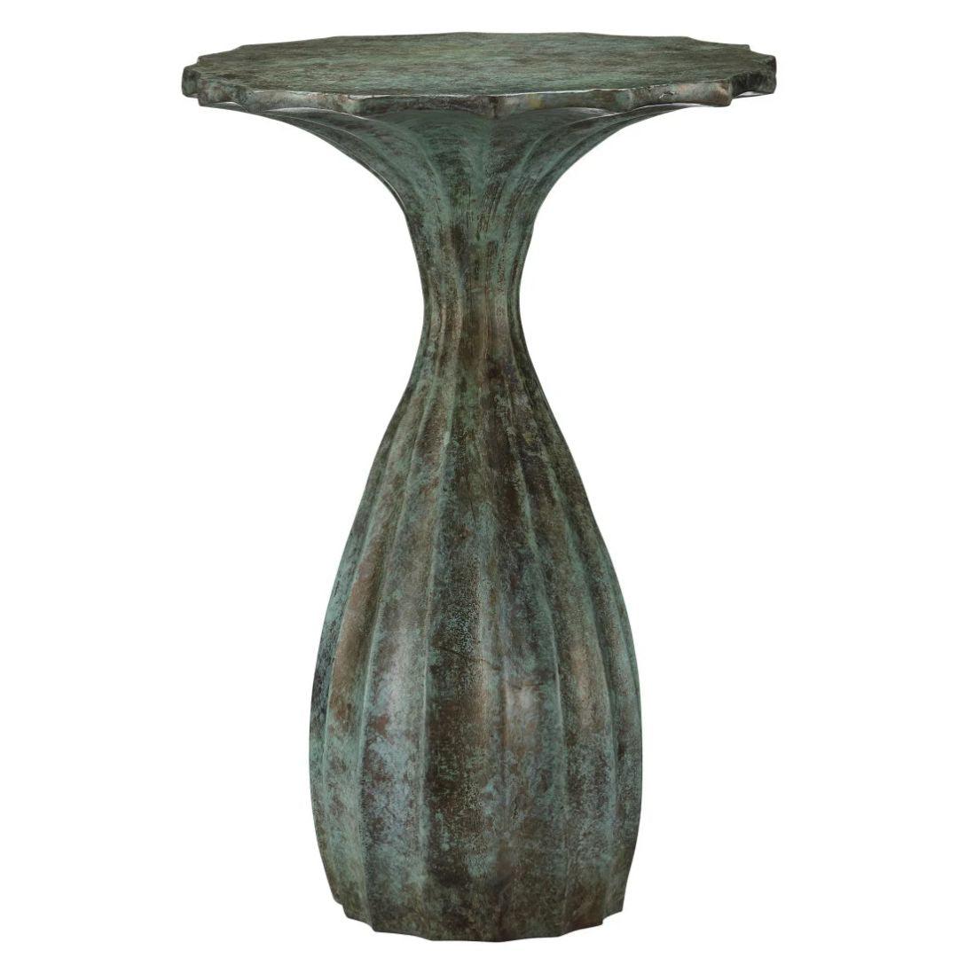 Table d'appoint artisanale vert-de-gris