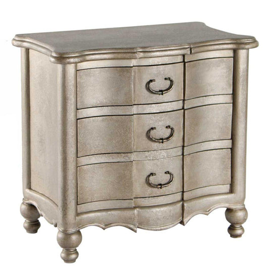 Commode latérale à tiroirs incurvés vénitiens argentés