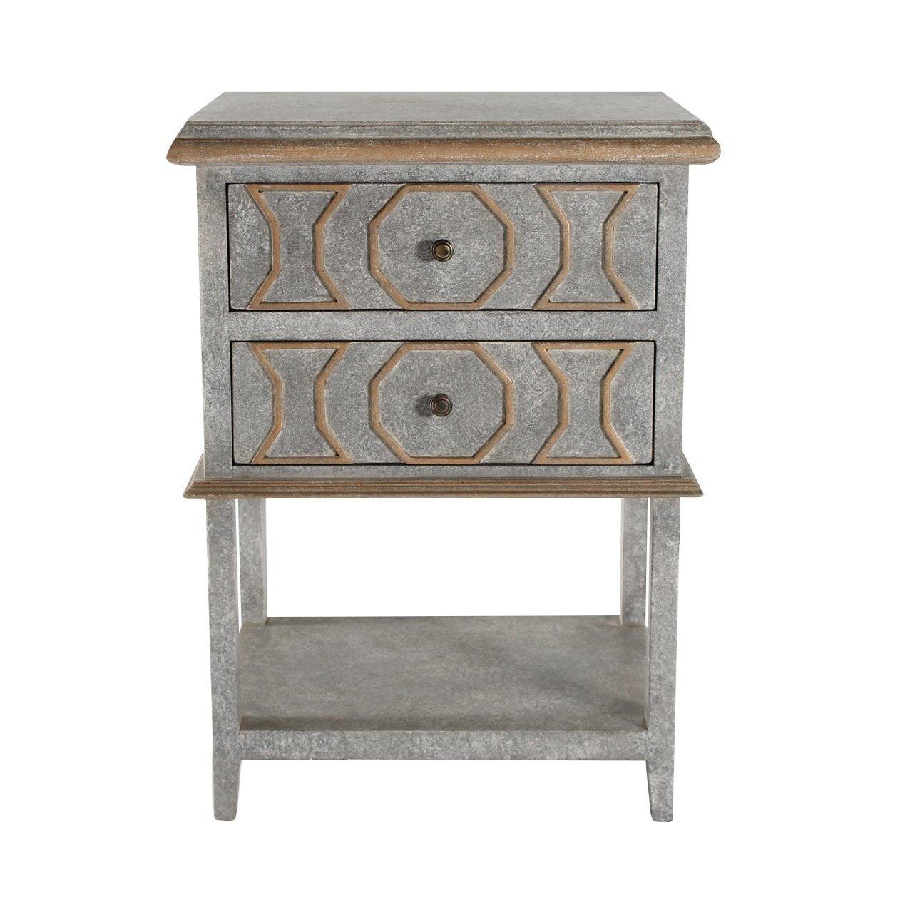 Table de chevet française gris doré