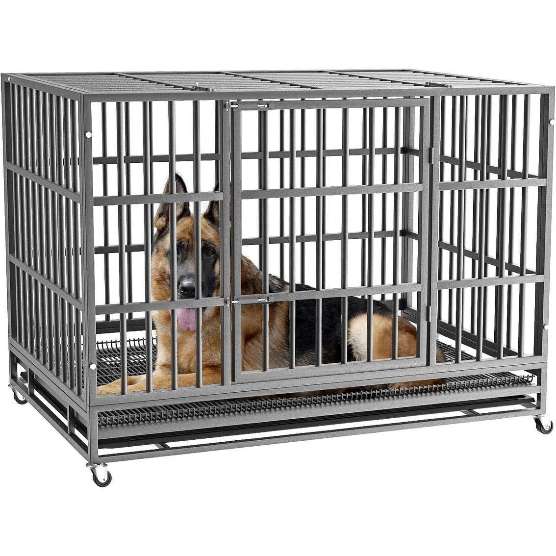 Cage pour chien Bossin 48/38 pouces, robuste et indestructible, cage anti-évasion avec roues verrouillables