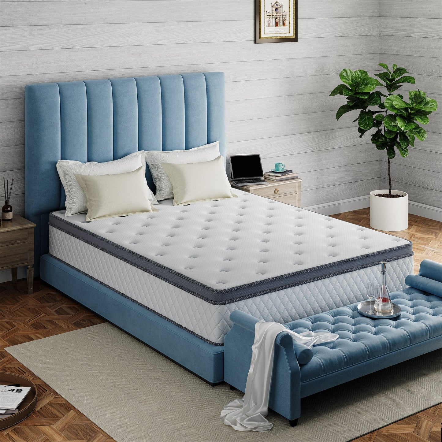 Matelas hybride ferme en mousse à mémoire de forme SweDrea de 12 po avec CertiPUR-US et Oeko-TEX, doté de ressorts renforcés.