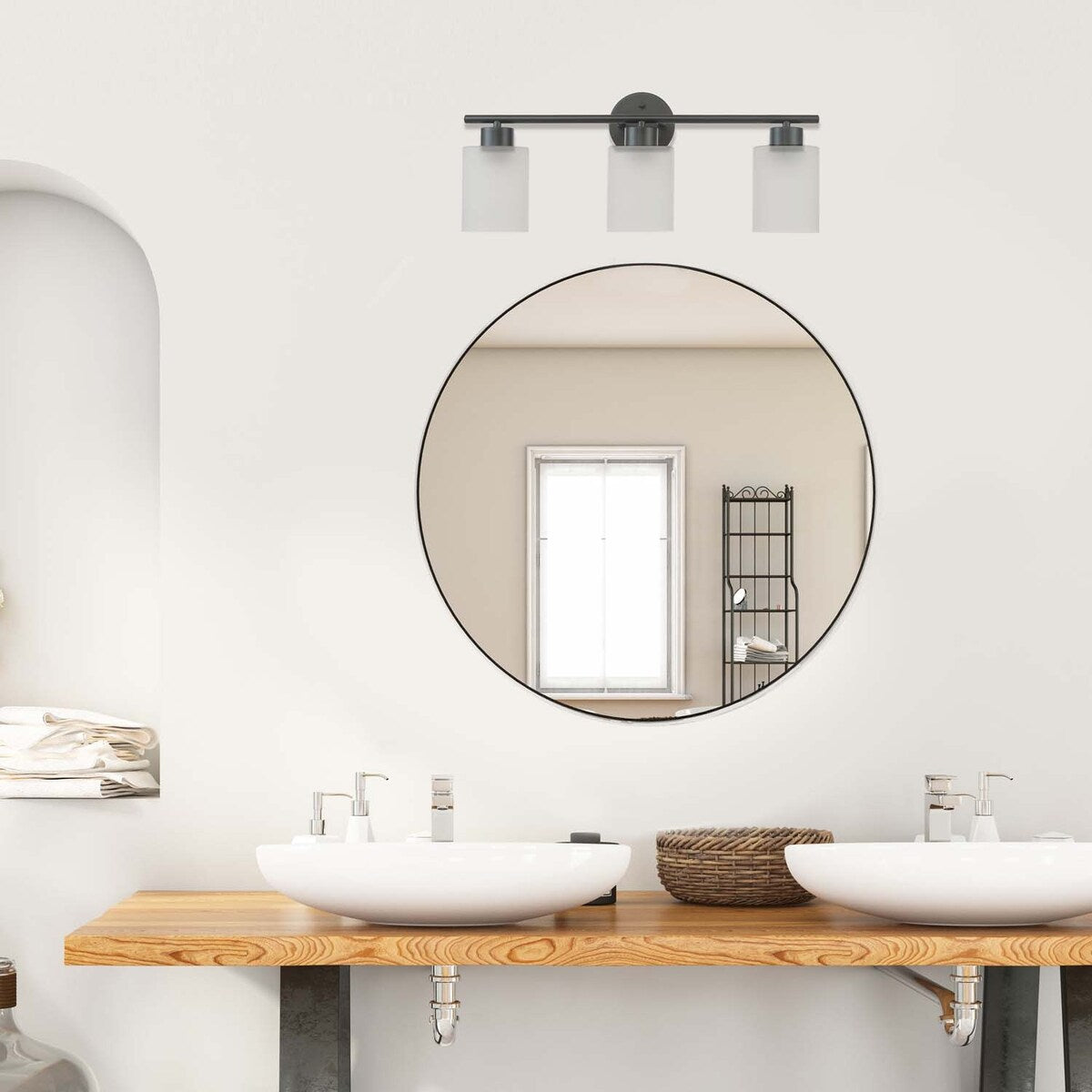 Bellevue Lydia 3 lumières 23 large lampe de salle de bain avec verre givré