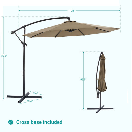 Parasol de patio décalé BONOSUKI de 10 pieds, parasol suspendu d'extérieur