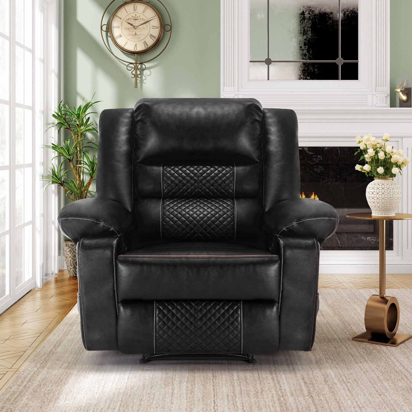 Fauteuil inclinable manuel marron avec massage à 8 points, fonction chauffante et cadre robuste pour un confort optimal au salon