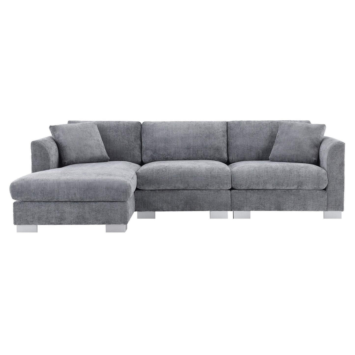Canapé sectionnel Cloud, ensemble de canapés de luxe en forme de L avec 2 oreillers gratuits, mobilier d'intérieur 4 places en chenille avec méridienne surdimensionnée
