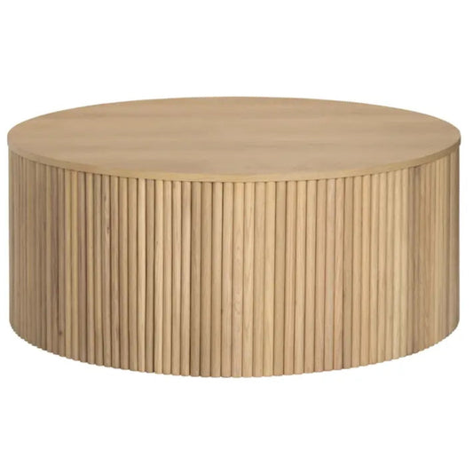 Table basse en bois à piédestal cannelé de transition