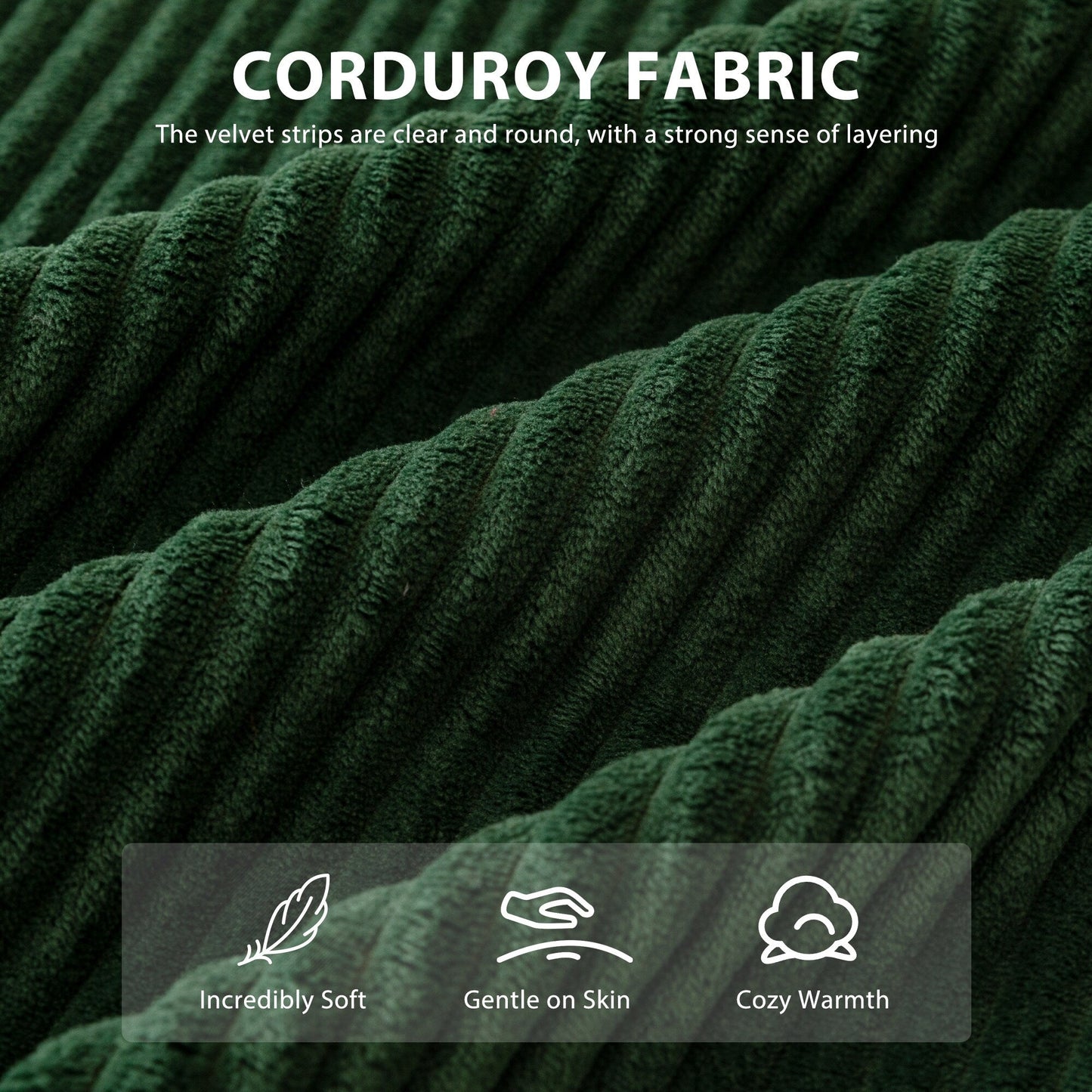 Canapé pouf rembourré en velours côtelé et mousse à mémoire de forme avec pouf - 48,4 L x 67,7 l x 24,4 H