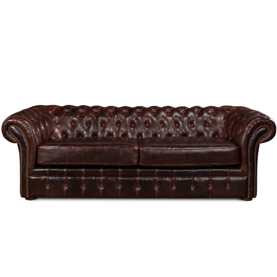 Canapé Chesterfield luxueux en cuir marron