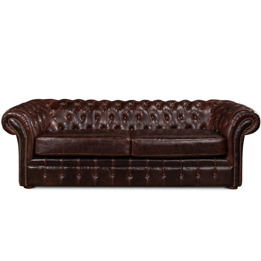 Canapé Chesterfield luxueux en cuir marron