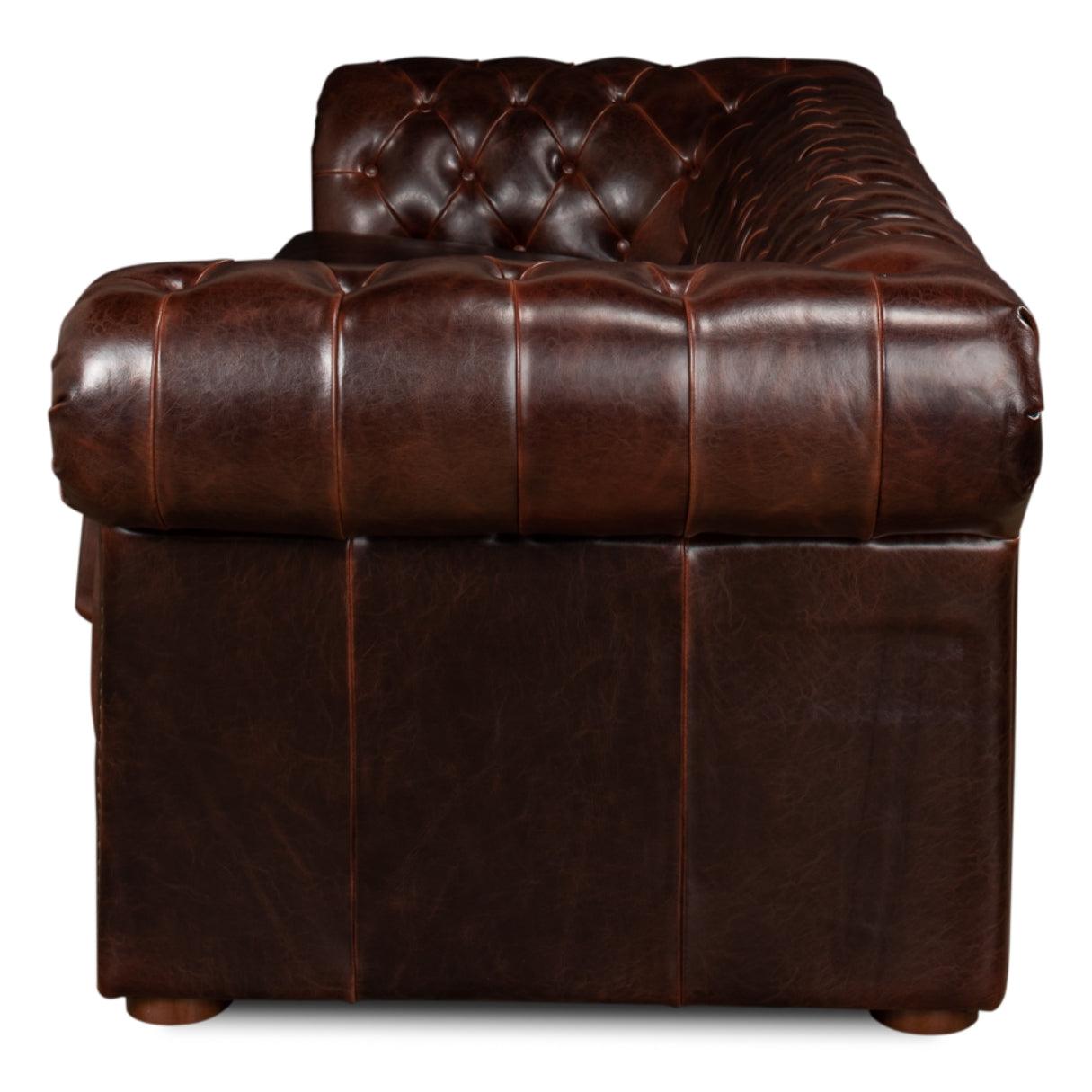 Canapé Chesterfield luxueux en cuir marron