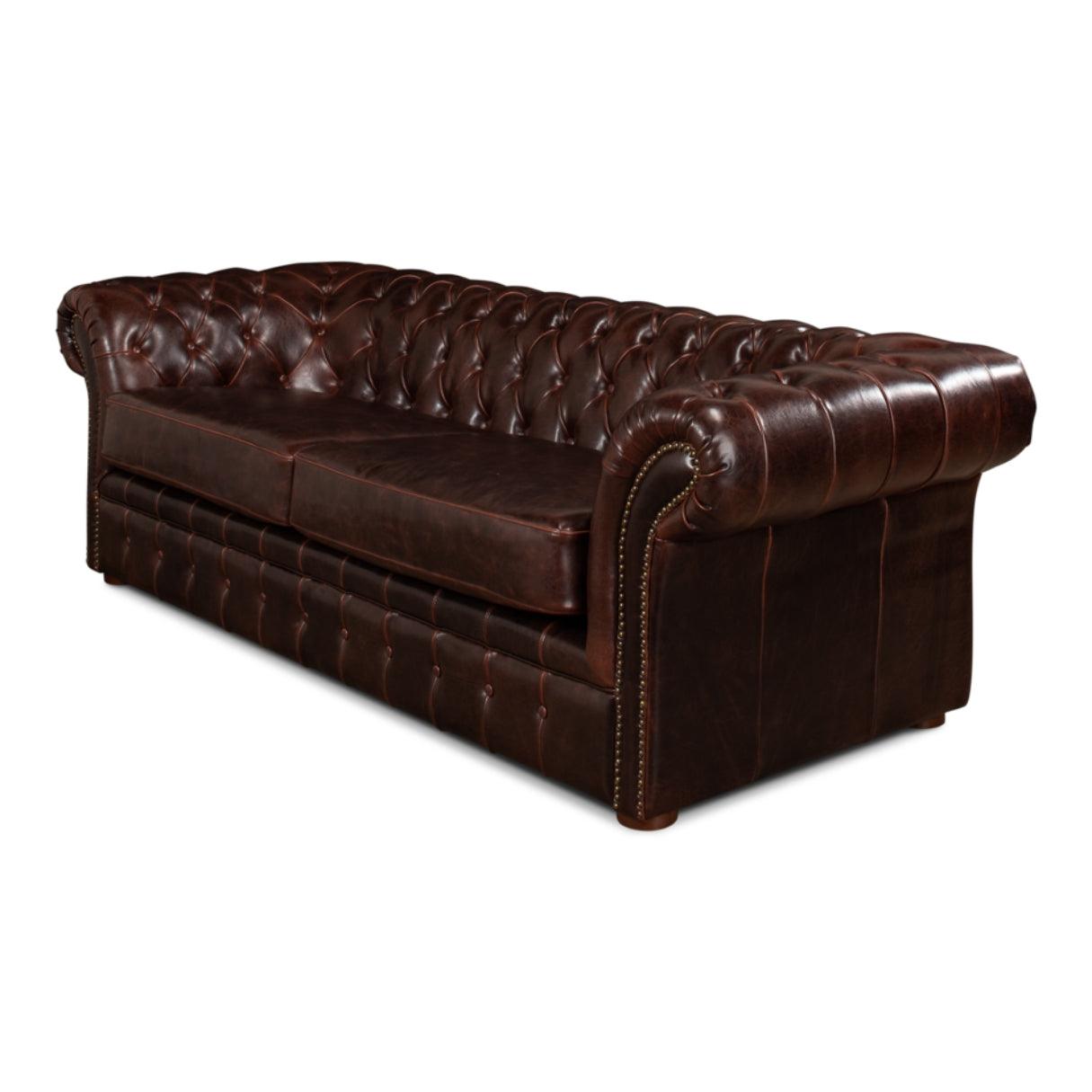 Canapé Chesterfield luxueux en cuir marron