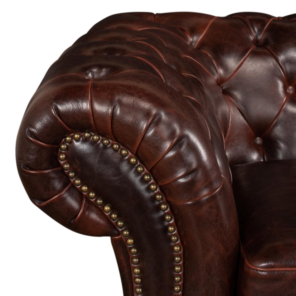 Canapé Chesterfield luxueux en cuir marron