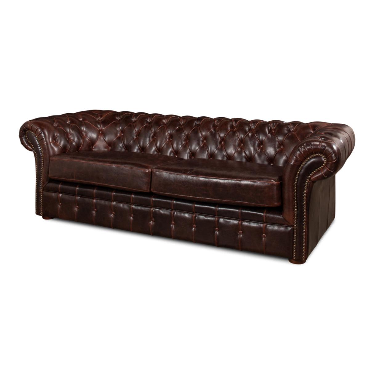 Canapé Chesterfield luxueux en cuir marron