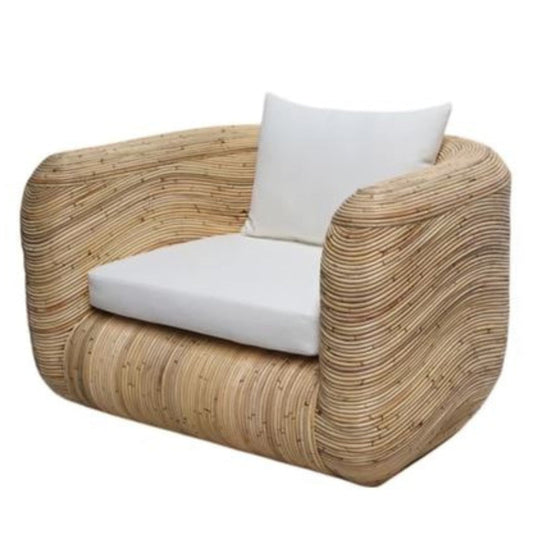 Fauteuil d'appoint en rotin ondulé