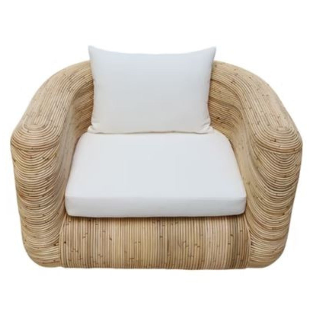 Fauteuil d'appoint en rotin ondulé