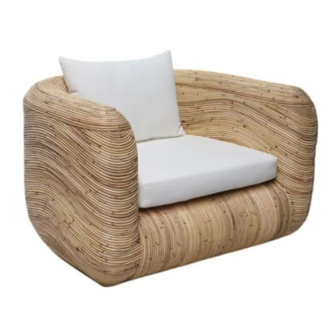Fauteuil d'appoint en rotin ondulé