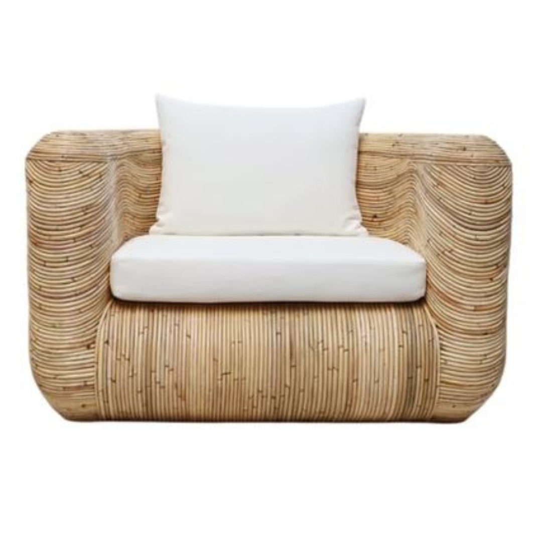 Fauteuil d'appoint en rotin ondulé