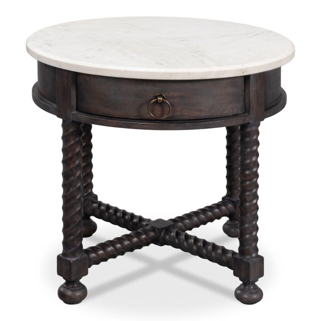 Table d'appoint à pieds tournés marron foncé