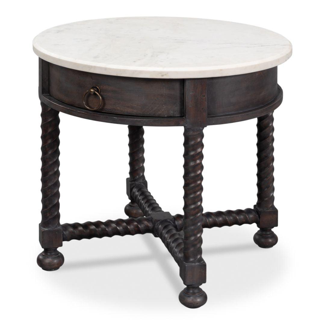 Table d'appoint à pieds tournés marron foncé